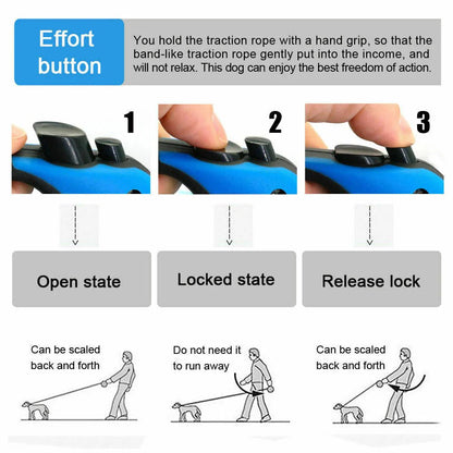 Automatic Retractable Dog Leash - Dual Size Options with Brake & Lock Safety System para mascotas - Petzen